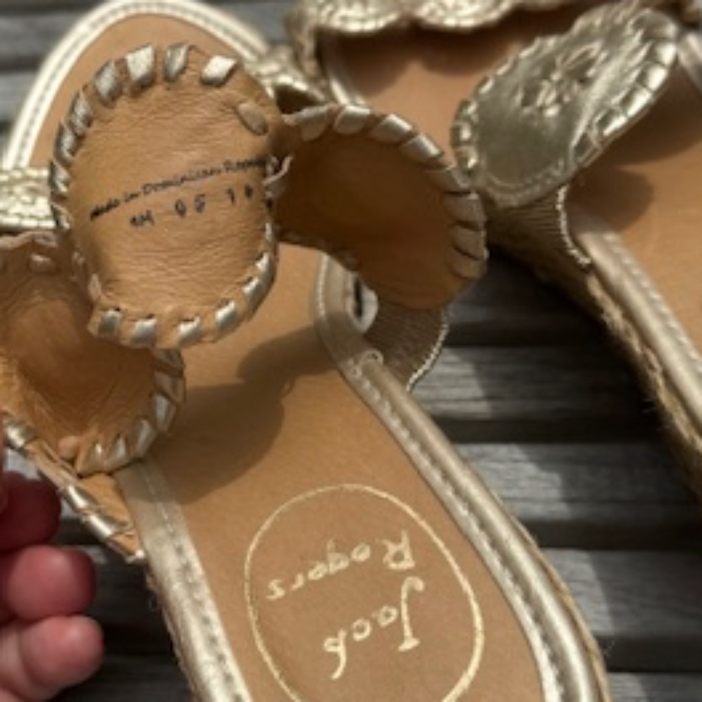 Jack Rogers Gold Braided Wedge Sandals - Picture 6 of 8